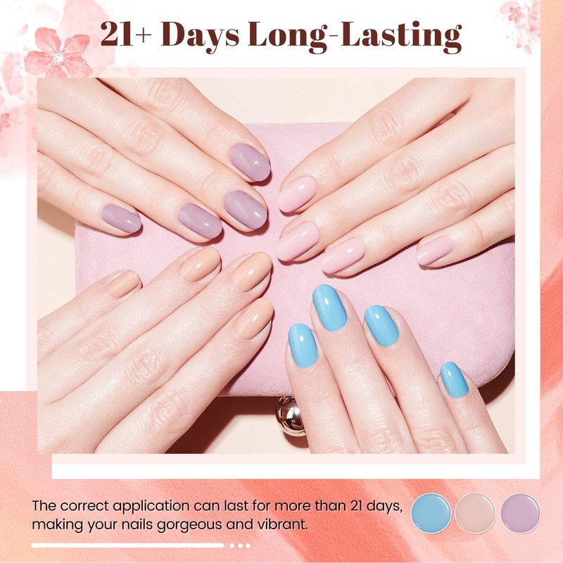 JODSONE Gel Nail Polish Set - 23 PCS Multicolored Long-Lasting Base & Matte Top Coat
