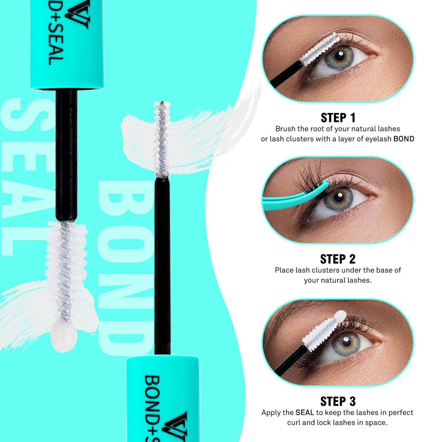 VAVALASH Bond and Seal Lash Clusters Glue 2 in 1 Long Lasting Clear Cluster Lash Glue for Eyelash Extensions Waterproof Adhesive and Sealant 48-72 Hours DIY Eyelash Extension