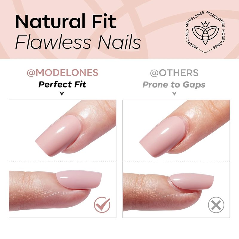 Press On Nails - Extra Short French Tips Squoval | Reusable Nail Kit with Glue & Mini File, 32 Pcs, White