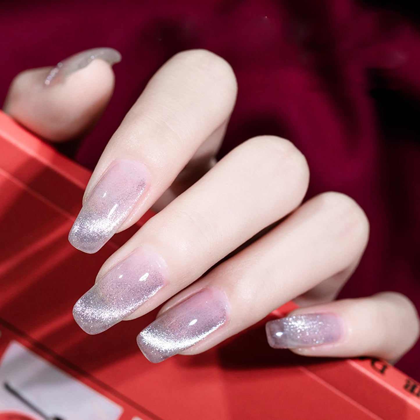 Wenida Nail Polish Cat Eye Holographic Glitter Sliver Magnetic Gel Polish Set 5 Jelly Base Colors UV LED Soak Off Gel Nail Varnish for Home DIY Nail Manicure Art with Magnet Stick