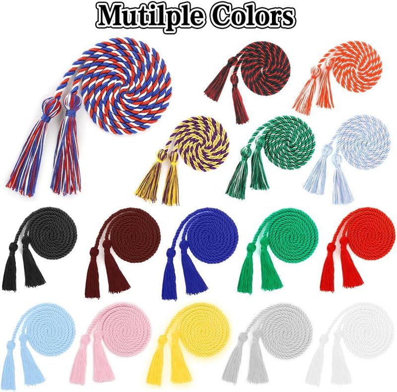 Graduation Cords | Red, Blue & White Honor Cords - 68 Inch Rayon Braided Tassels for 2026 Graduation