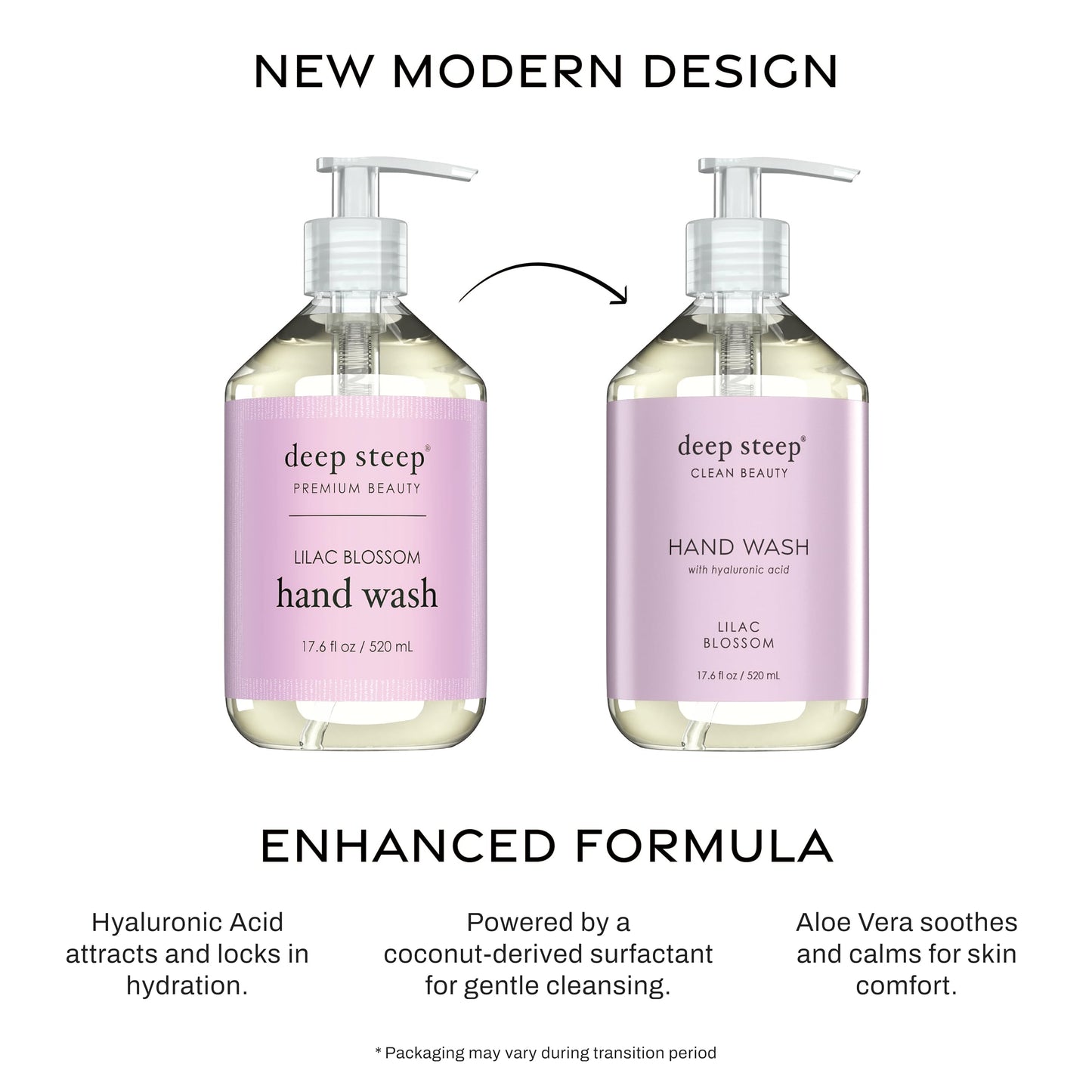 Deep Steep Liquid Hand Wash, Lilac Blossom, 17.6 oz – Moisturizing Cleanser with Olive Oil, Aloe Vera, Glycerin & Hyaluronic Acid – Vegan, Clean Beauty, Soft & Nourished Hands