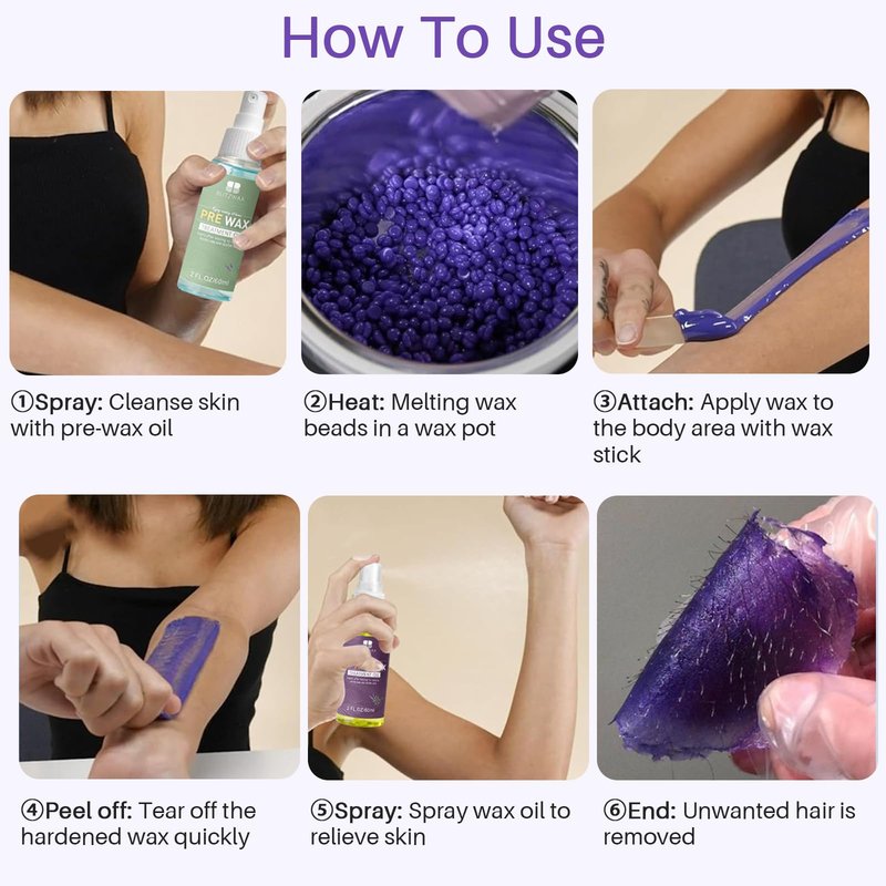 BLITZWAX Brazilian and Bikini Waxing Kit for Women, Hard Wax Warmer for Face, Legs, and Body, At Home Hair Removal Kit, Beginner Friendly, Quick Heating, 28 Accessories