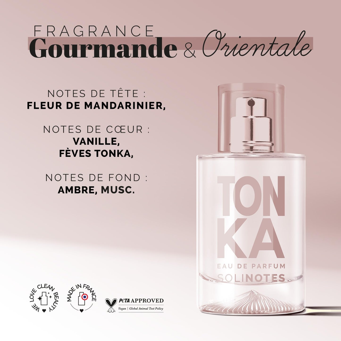 Solinotes Tonka Perfume for Women & Men, 1.7 Fl Oz/ 50 ML Eau De Parfum, Delicate Floral and Soothing Scent with Premium Ingredients - Clean Perfume, Cruelty Free, Vegan, Made in France
