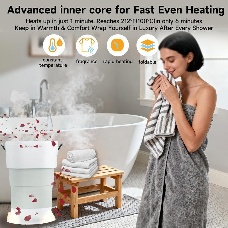 LIONROGE 27L Foldable Towel Warmer - Heated Bucket with Timer & Auto Shut Off | Fits Two Oversized Towels