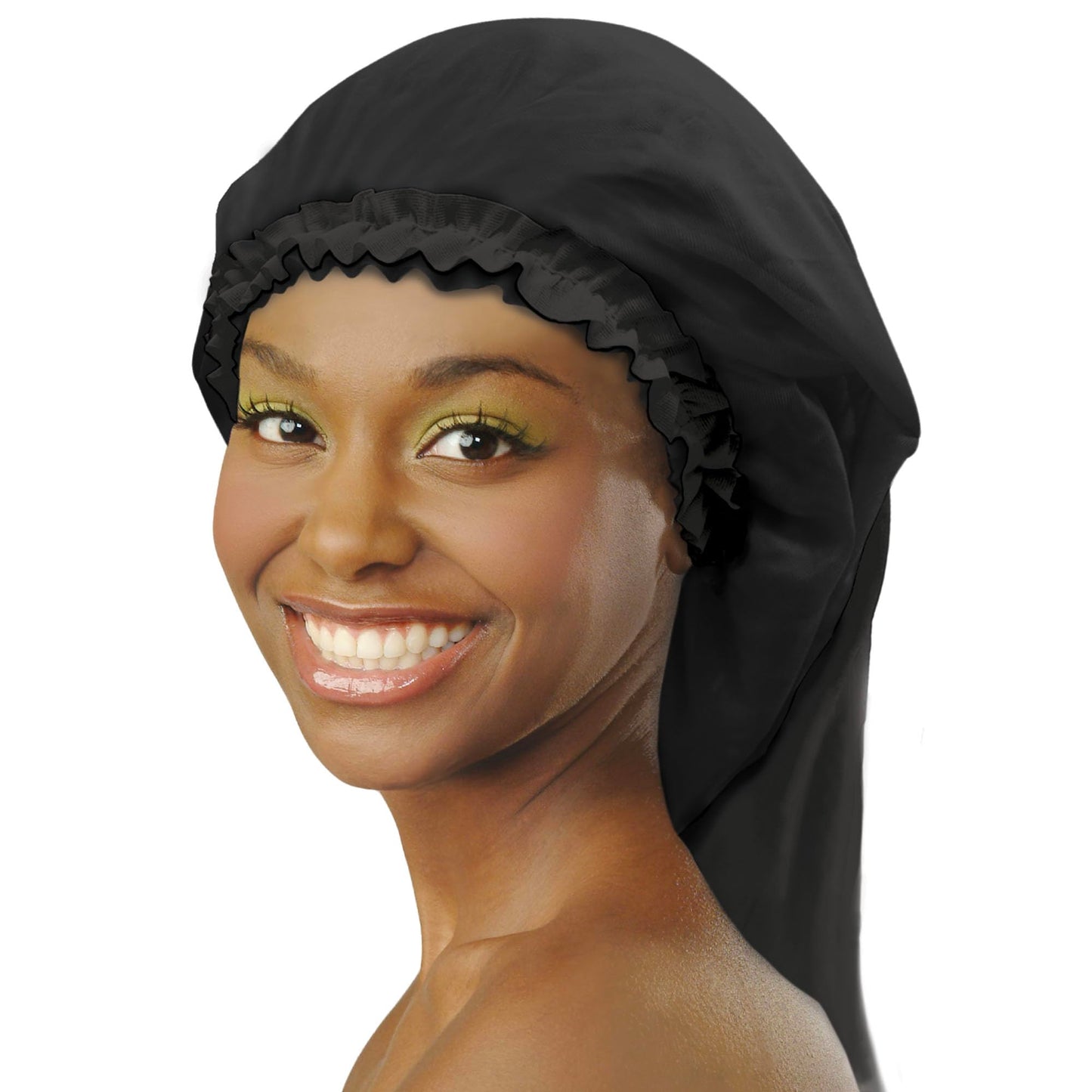 Donna Satin Braid & Adjustable Bonnet – 2-in-1 Extra Large Bonnet with Comfortable Elastic Band for Long Hair, Braids & Natural Styles – Soft Silky Fabric, Black Colors