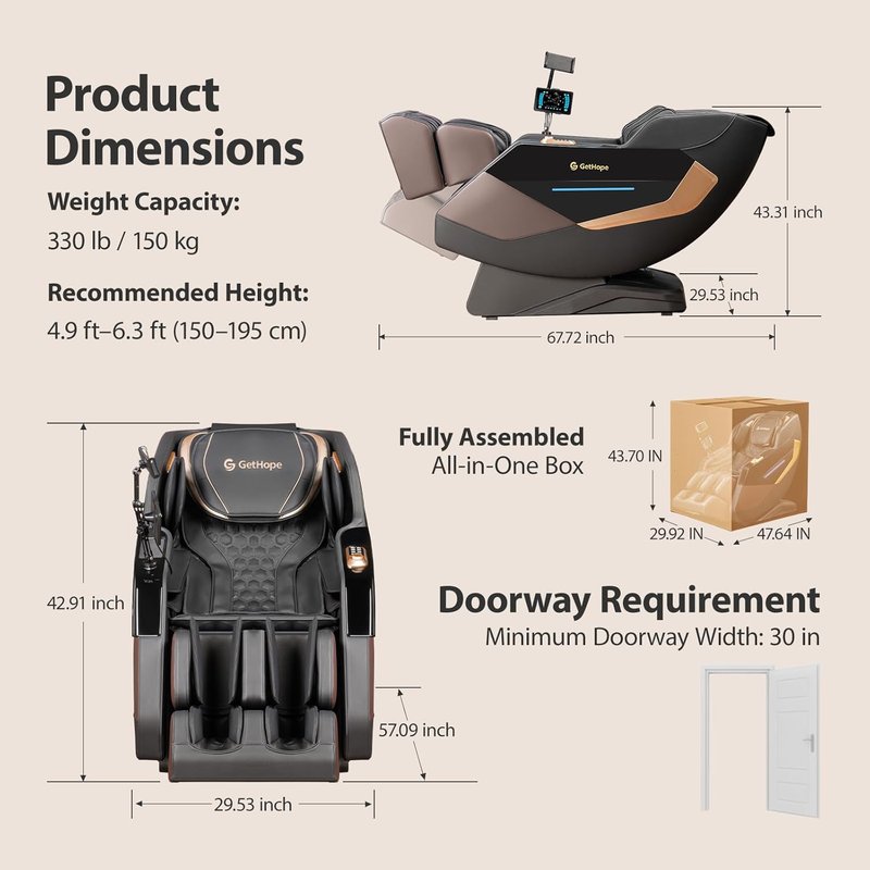 Full Body 4D Zero Gravity Massage Chair - Shiatsu Recliner with Lumbar Heat, 57.1" SL-Track, AI Voice, Bluetooth, 40 Airbags