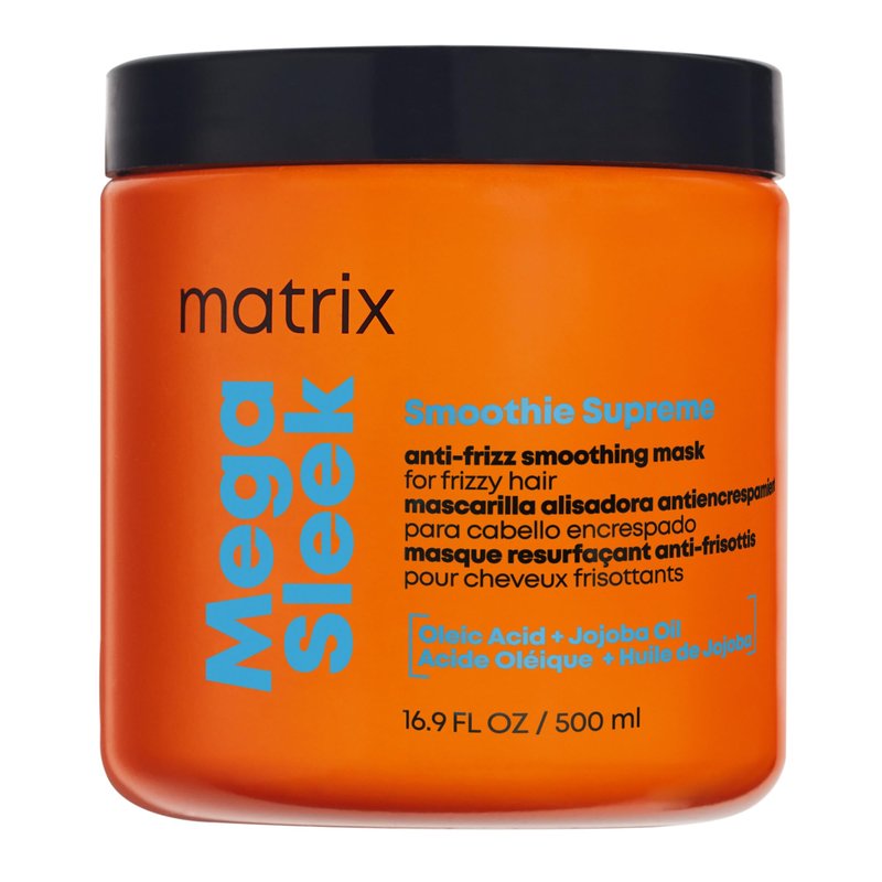 Matrix Mega Sleek Smoothie Supreme Mask - 96H Frizz Control, 12x Hydration, and Enhanced Shine, 16.9 Fl Oz