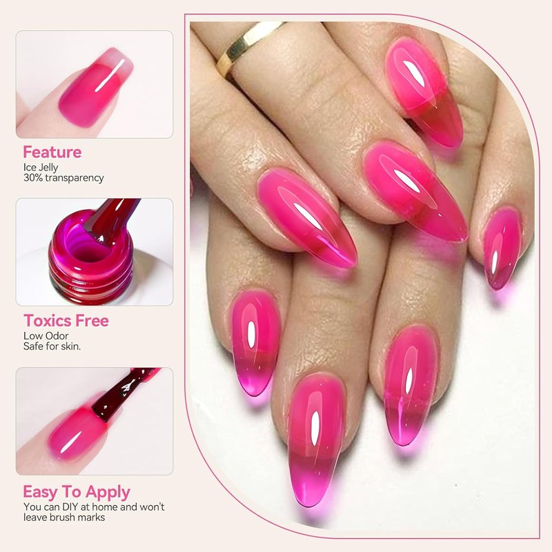Neon Gel Nail Polish Set - Translucent Soak Off Colors for DIY Nail Art | 6 Vibrant Shades