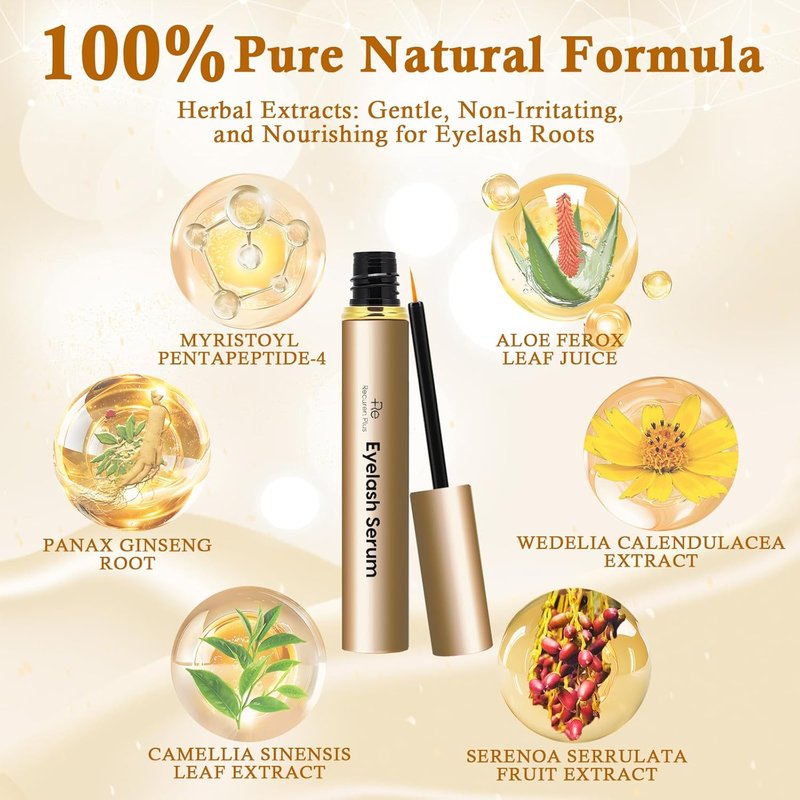 Recuren Plus Premium Eyelash Growth Serum: Advanced Vegan Formula for Longer Thicker Lashes