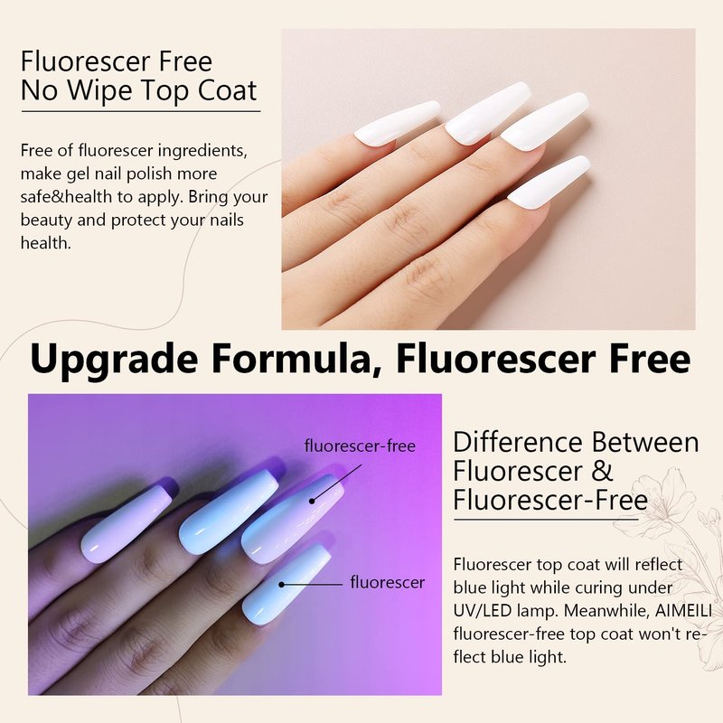 AIMEILI Gel Nail Polish Set - No Wipe Top & Base Coat for Long-Lasting Shine | 2 x 10ml