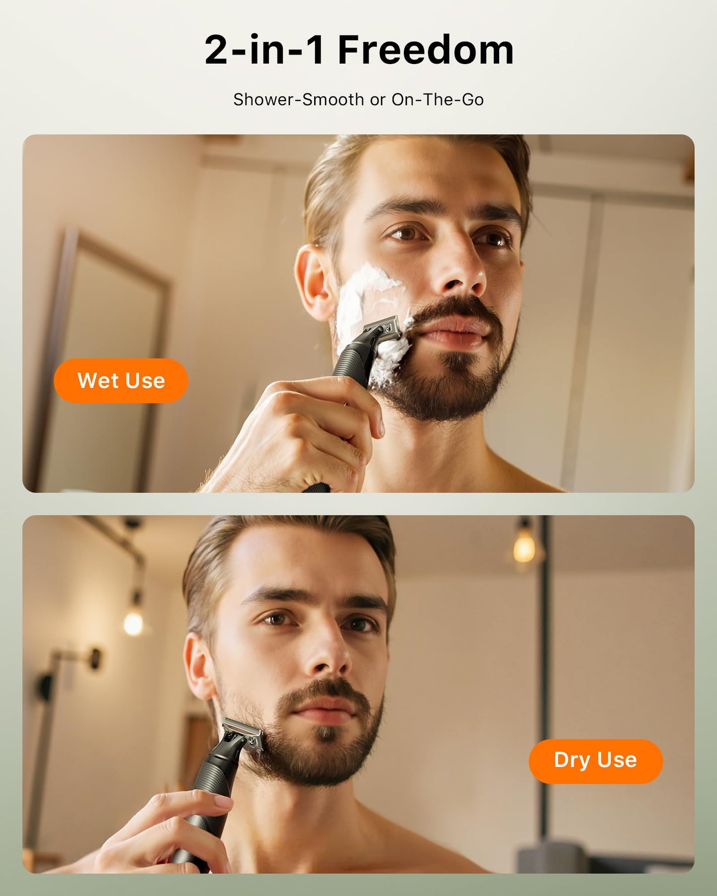 Trimcoo [2026 Upgraded Beard & Body Hair Trimmer for Men [All-in-One] USB-C Fast Charging, Groin & Ball Hair Painless Electric Shaver, Travel Razors, Waterproof Wet/Dry Groomer, Black(Lite)