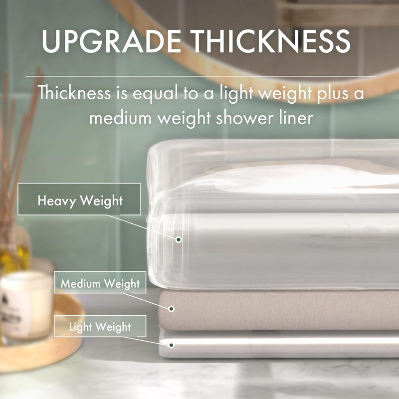 AmazerBath No Hook Shower Curtain and Liner 3-in-1, 100% EVA Luxury Soft Heavy Duty Clear Shower Liner, 72x75 Hookless Shower Curtain with 3 Heavyweight Stones