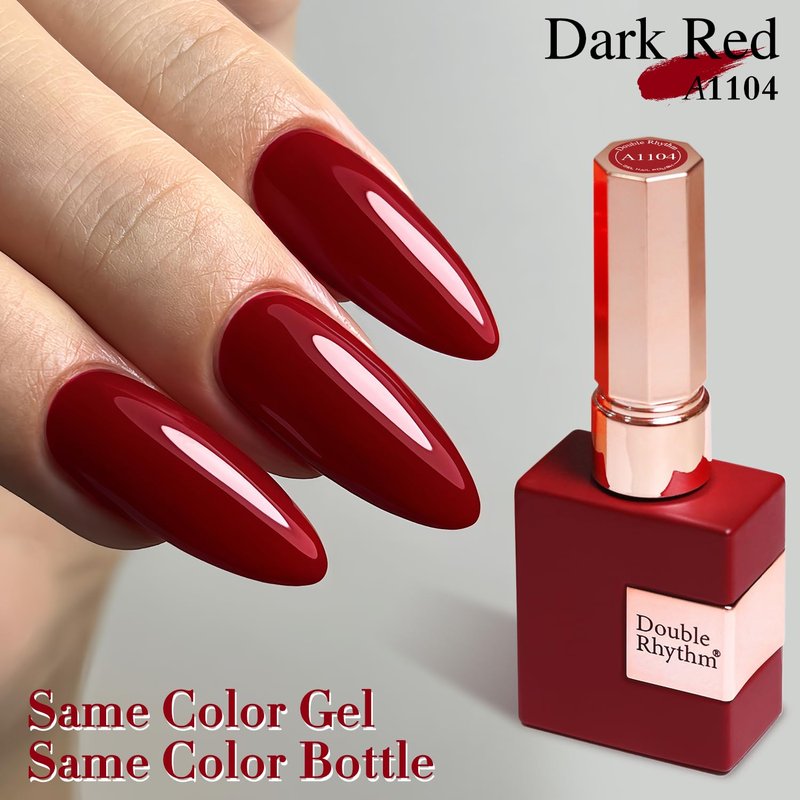 Gel Nail Polish - Double Rhythm 15ML Dark Red Soak Off for DIY Manicure at Home | Art & Salon Quality