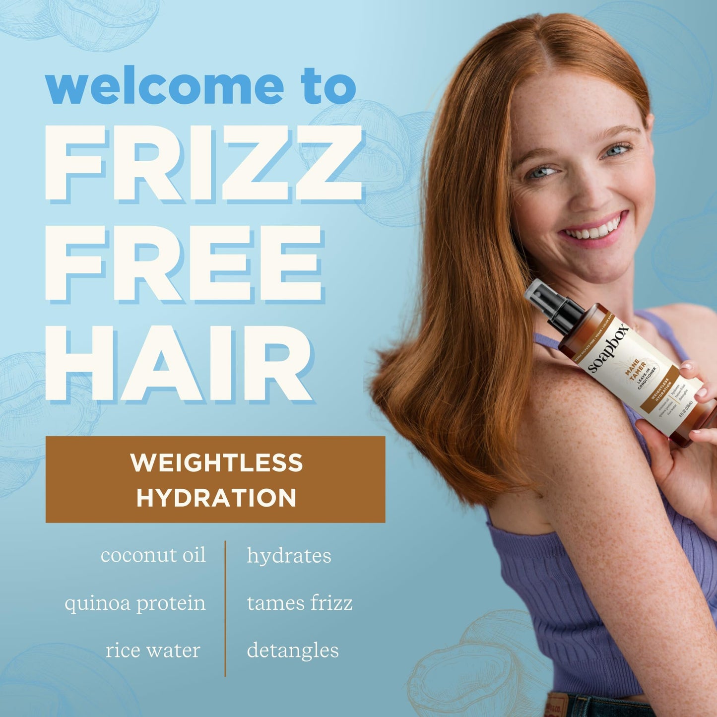 Soapbox Mane Tamer, Leave In Conditioner Spray - Smooth Flyaways & Add Shine - Detangler & Frizz Control Leave In Hair Conditioner - Paraben Free, Silicone Free, Color Safe & Vegan - 8 oz