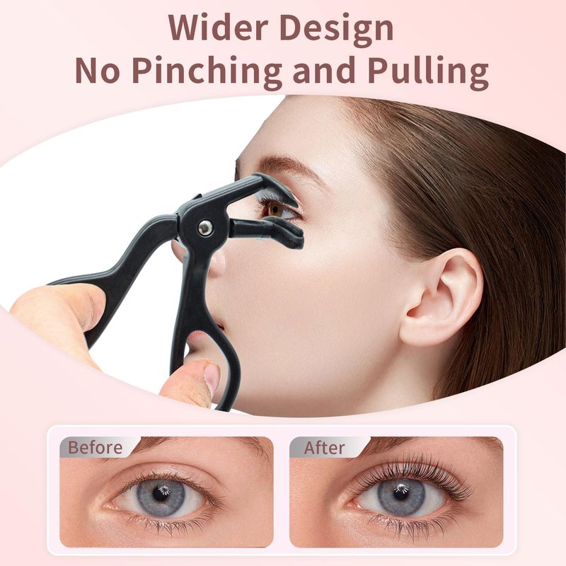 Skiennix Eyelash Curler - Premium Plastic Design with Silicone Refill Pads | No Pinching, Black
