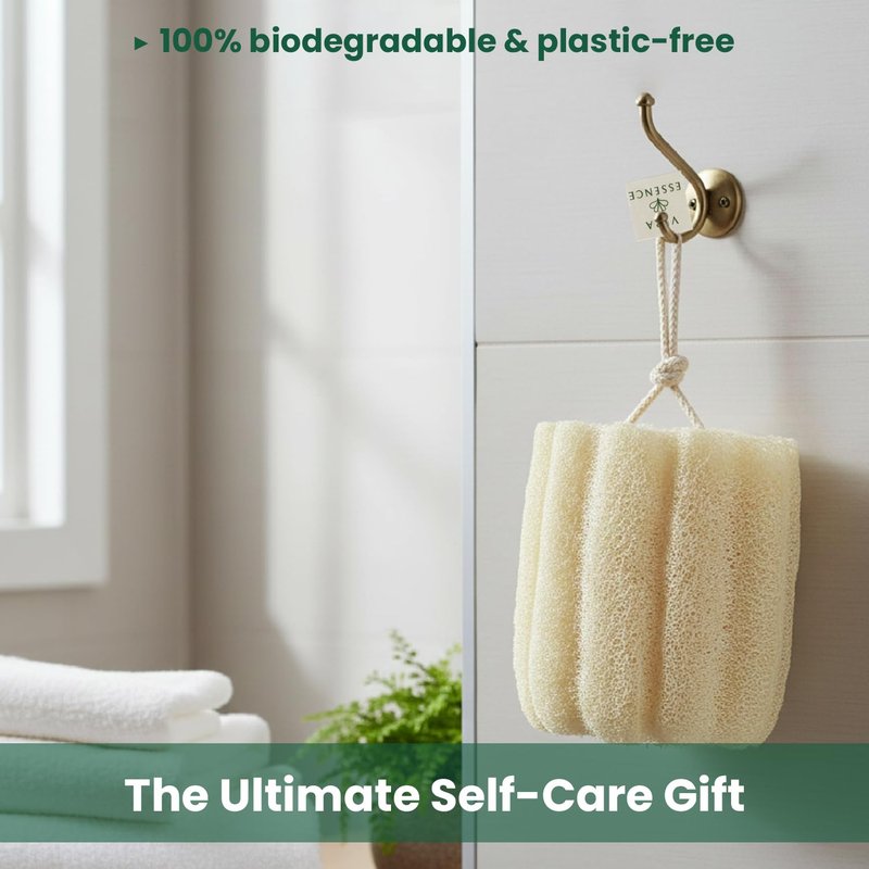 Natural Egyptian Loofah Exfoliating Body Scrubber (Pack of 4) - Organic Bath Luffa Sponge for Deep Clean Skin Care - Eco-Friendly Shower Loofah for Women and Men - Face, Back & Body Spa Exfoliator