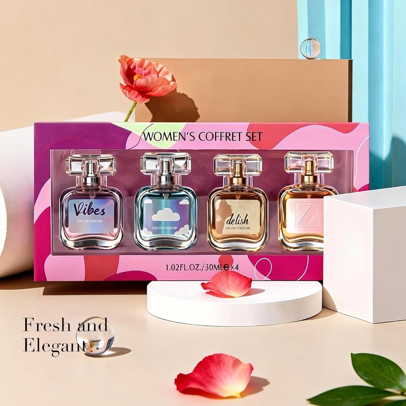 AFLUXE Women's Perfume Coffret Set - 4-Piece Luxury Eau de Parfum Collection | Long-Lasting Fragrance, 1.02 Fl Oz Each