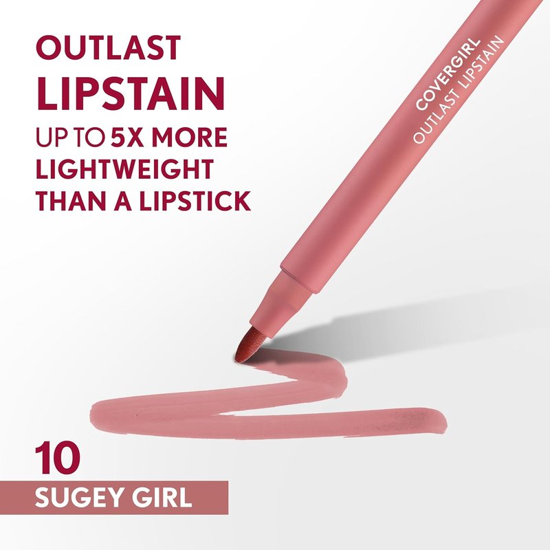 COVERGIRL Outlast Lipstain - Smooth Application with Precise Tip | Transfer-Proof Vegan Formula, 0.06oz