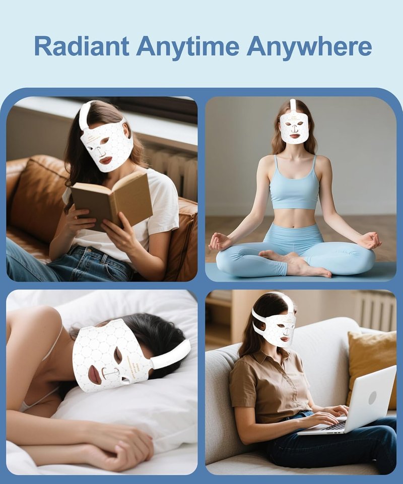 EVFOFO Red Light Therapy Mask - Cordless LED Face Treatment for Skin Rejuvenation & Anti-Aging | USB Rechargeable