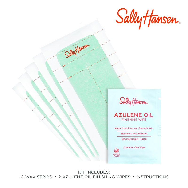 Sally Hansen Wax Strips Kit - Face & Bikini Hair Removal with Vitamin E & Avocado Oil | 10 Count
