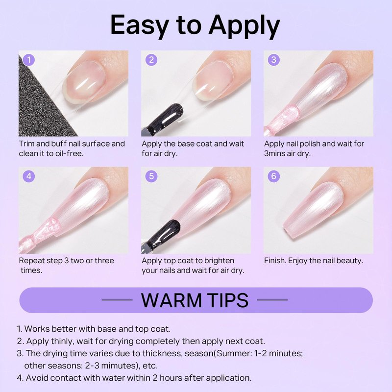 MIZHSE Pearlescent Nail Polish Set, 6 Colors Quick Dry Pearl Nail Polish, Air Fast Drying Nail Lacquer Non Gel Oil-based Pink Purple Blue Gray Nail Art Manicure Home DIY Gift for Women