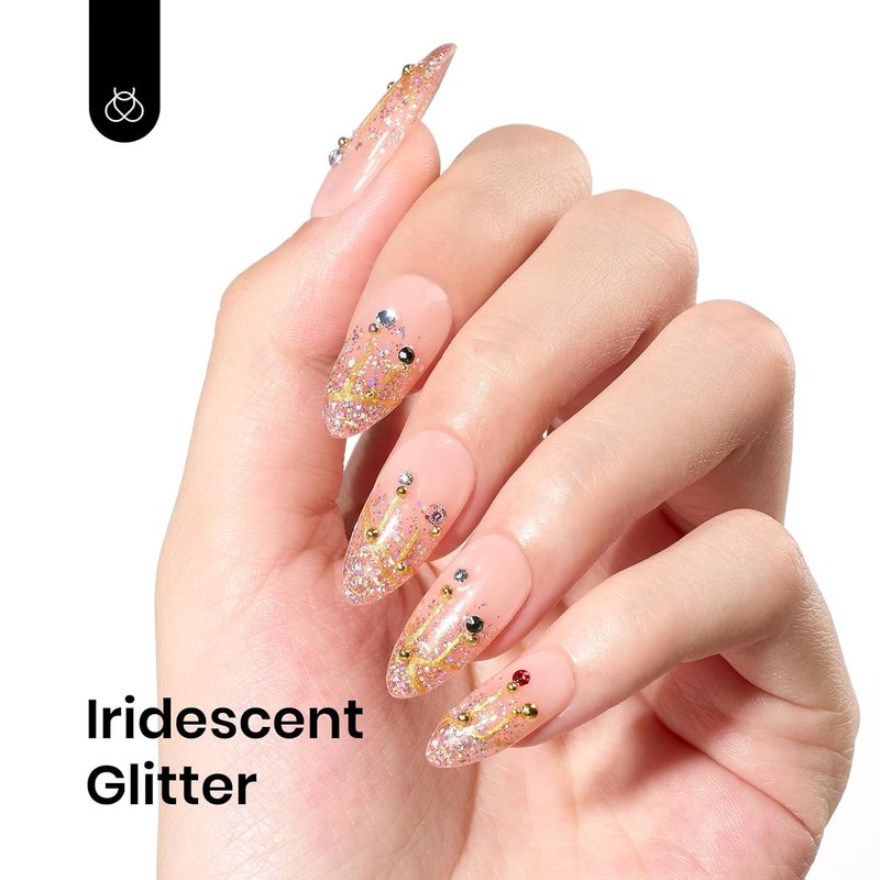 Beetles Glitter Gel Nail Polish 15ML Rose Gold Reflective Pink Gel Polish Dazzling Princess Nail Art Design Manicure Salon (1Pcs)