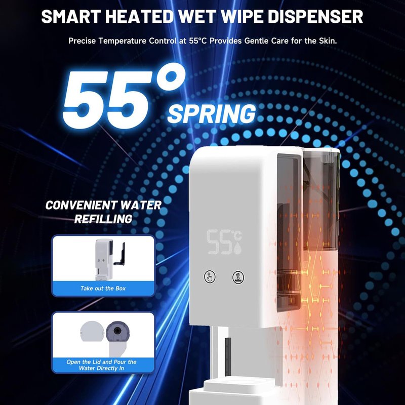 5s Fast Hot Towel Dispenser, 55°C (131°F) Constant Temp, 500ml Tank, Auto-Dry & Safe, Includes 40 Compressed Towels, Portable for Spa, Facial, Bathroom & Home (Hot Towel Heater with 2 Rolls of Towels)