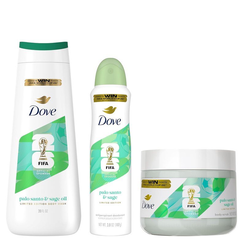 Dove Limited Edition FIFA World Cup 2026 Hydrating Body Wash 3-Pack - Palo Santo & Sage Oil, 24-Hour Nourishing Moisture
