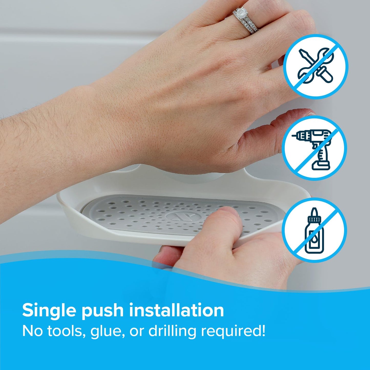 SlipX Solutions Strong Hold Soap Saver, Suction Cup Soap Holder, Must Have Universal Kitchen & Bathroom Shower Accessories, White