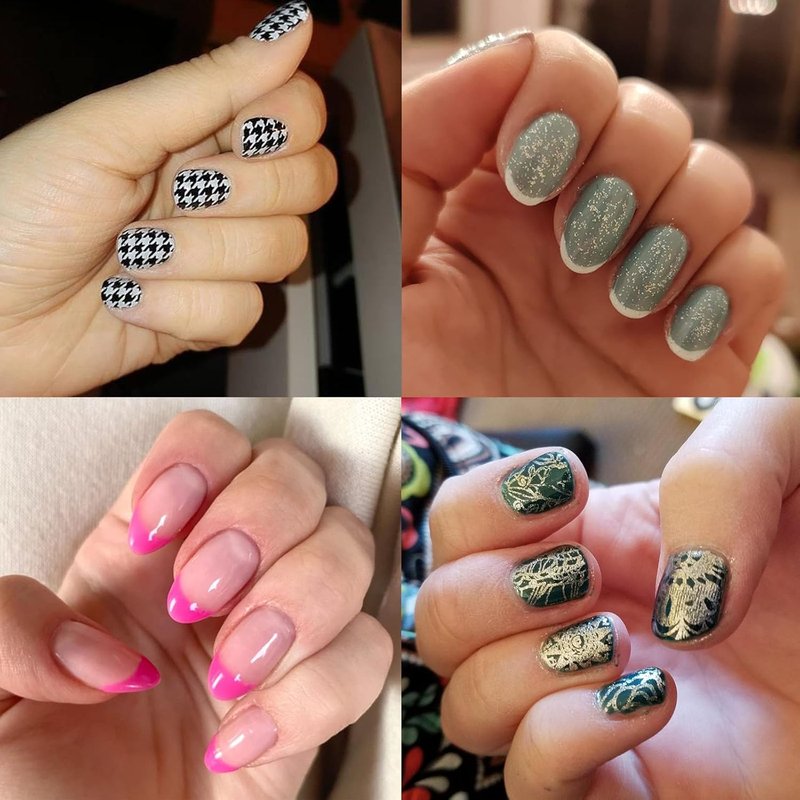 BlueZOO Nail Stamp Kit - Upgraded French Tip Nail Art Stamper with Adjustable Pattern Size for DIY Manicure