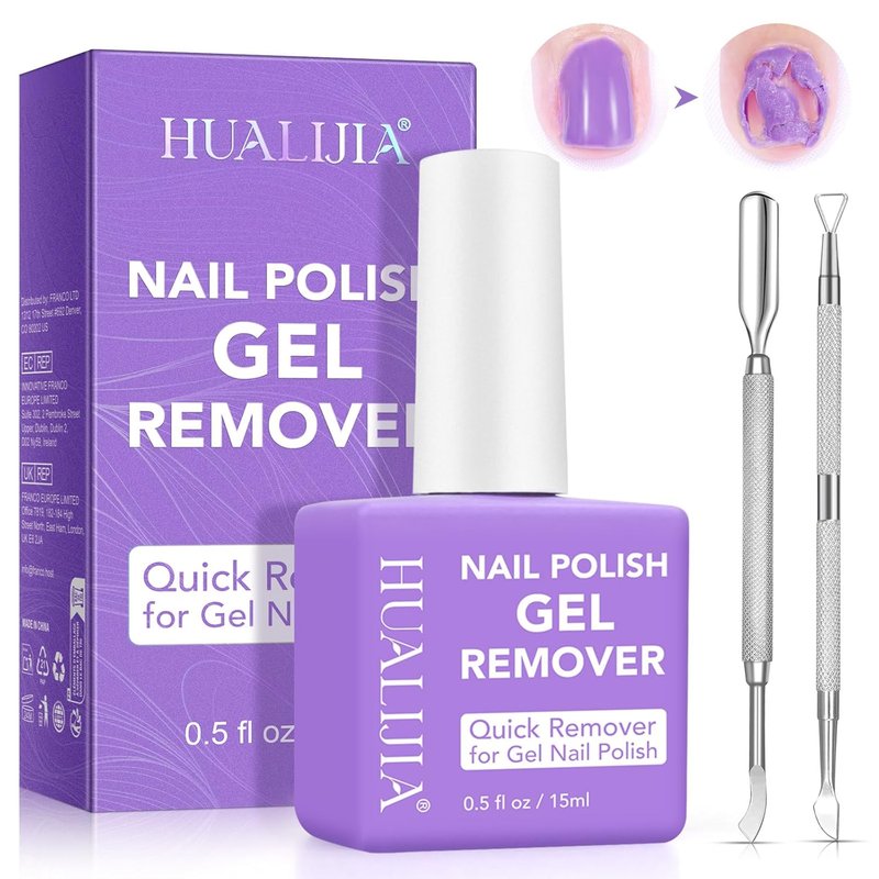 Skiennix Gel Nail Polish Remover - Quick & Easy Professional Formula with Cuticle Pusher & Scraper