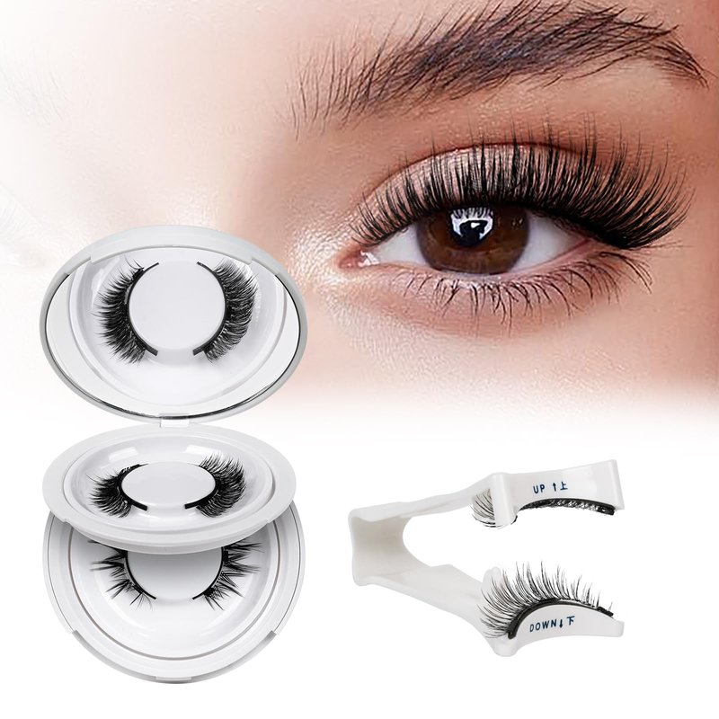 QUEWEL Magnetic Eyelashes 2 Pair Reusable Magnetic Eyelashes with Applicator No Glue Needed Eyelashes Cat Eye Natural Look Lash Clusters Kit Easy to Wear and Remove(A10)