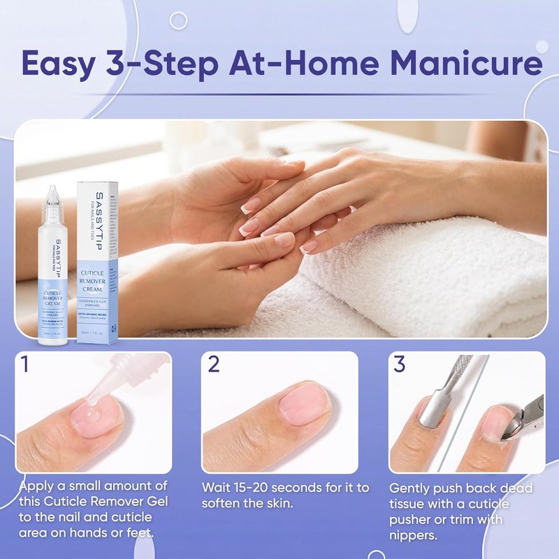 Cuticle Remover Gel, Instant 15-Second Cuticle Softener & Remover Liquid, Gentle No-Scratch Formula for Soft Nails, at-Home Manicure & Pedicure for Nail Techs & Beauty Lovers, 1 fl. oz. (Clear)