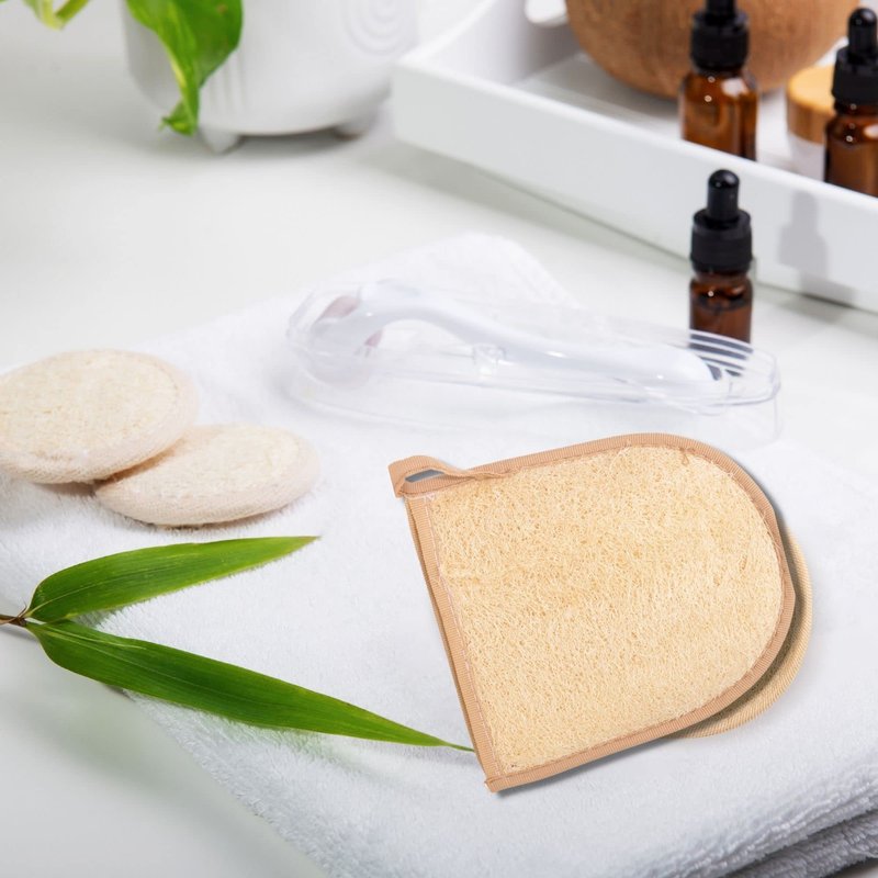 2 Exfoliating Loofah Body Scrubber Pads Bath Sponge, All-Natural Egyptian Bath & Shower Exfoliating washcloth and Loofa Natural Sponge for Face, Back & Body, Eco Friendly and Biodegradable Loufa.