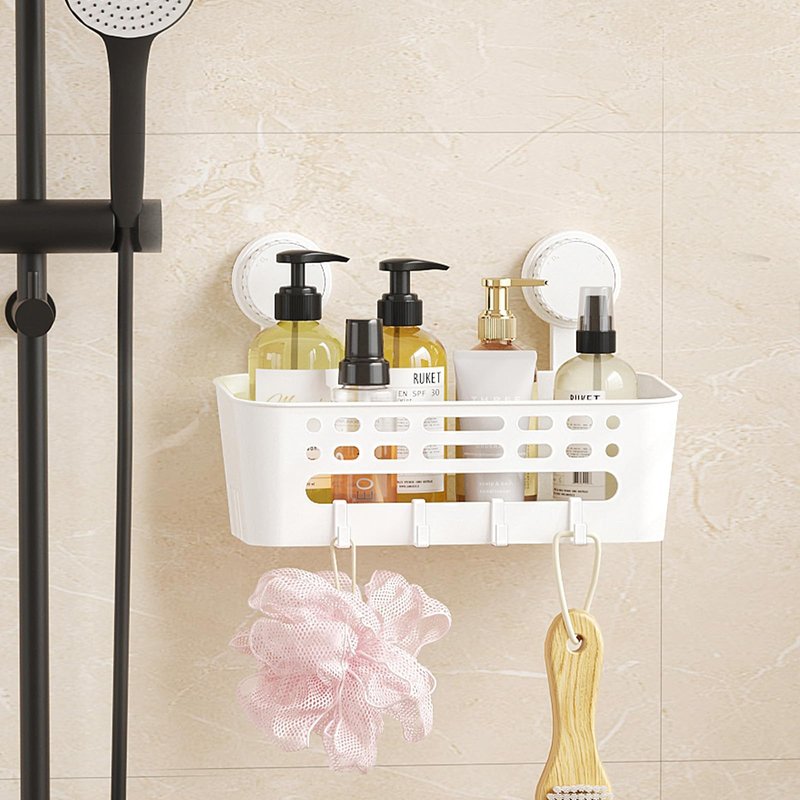 Lifewit Shower Caddy Suction Cup, NO-Drilling Bathroom Organizers and Storage Rack for Inside Shower, Plastic Removable Shower Shelves for Shampoo Strong Vacuum Suction, 26 cm/10 inch Long, 1 Pack