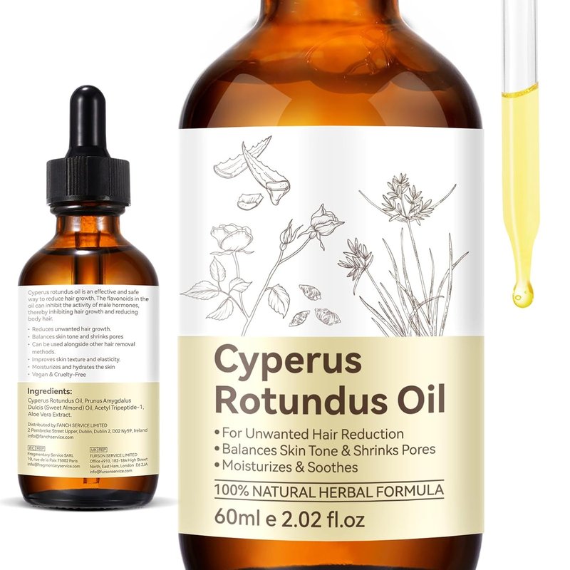 Cyperus Rotundus Oil for Hair Removal - Natural Formula to Reduce Unwanted Hair Growth & Moisturize Skin - 2.02 Fl Oz / 60ml
