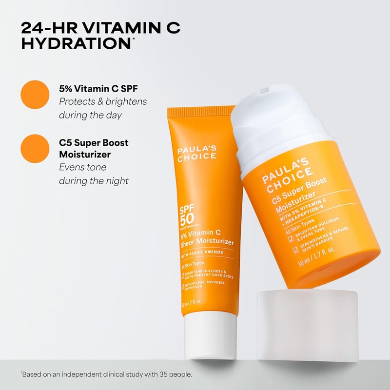 Paula's Choice C5 Super Boost Face Moisturizer - 5% Vitamin C & Squalane for Discoloration & Uneven Tone