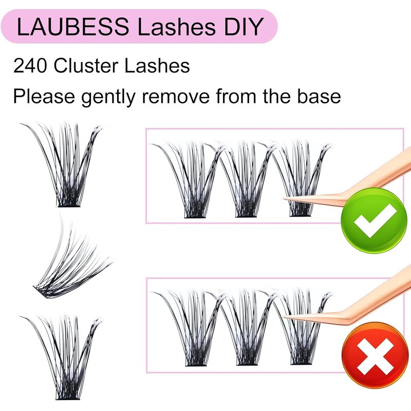 Skiennix Cluster Lashes - 40D Wispy Eyelash Extensions Mixed Tray | DIY Individual Lashes (9-16mm)