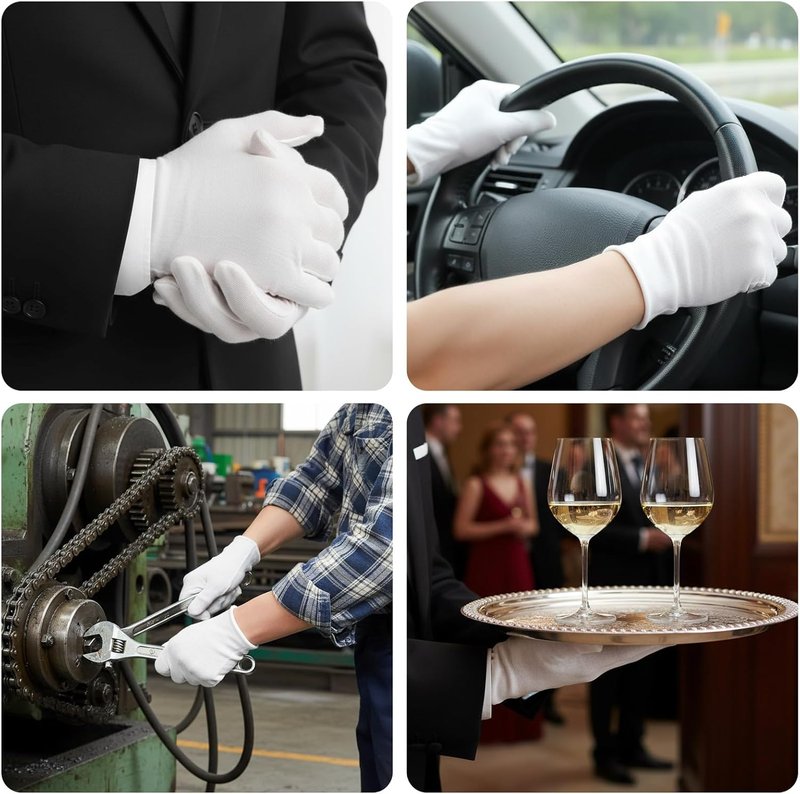 Skiennix 12 Pair White Cotton Gloves - Moisturizing Gloves for Dry Hands | Eczema & Spa Use