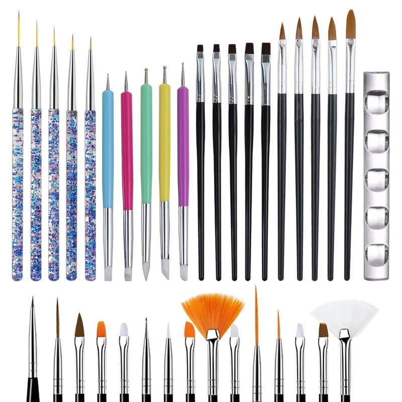 Nail Art Brushes Set - 36 PCS Striping & Dotting Tools for Gel Polish Design | Essential Nail Supplies for Salon & Home