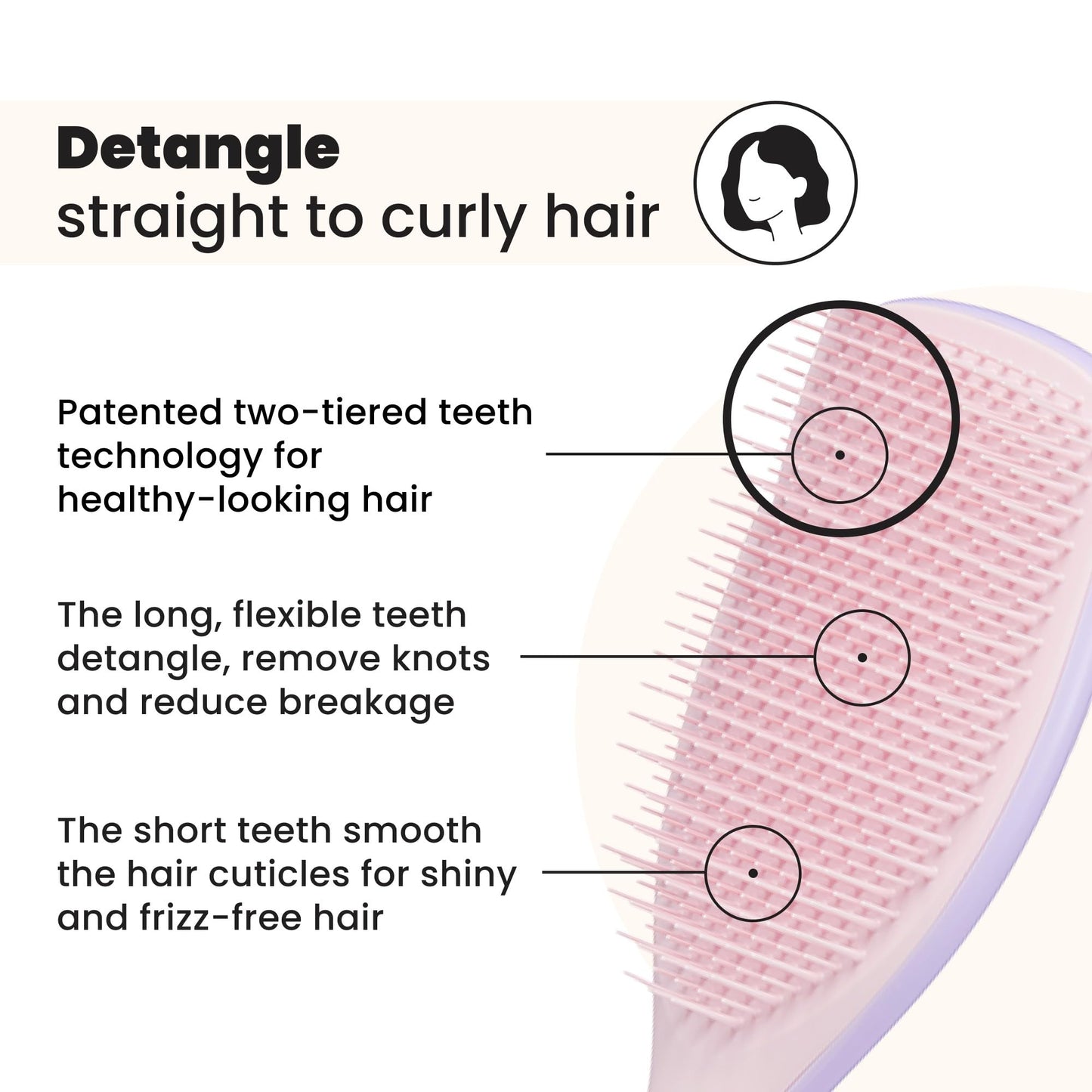 Tangle Teezer Ultimate Detangler Hairbrush for Wet & Dry Hair, Eliminates Knots & Reduces Breakage for Long, Thick, & Curly Hair Types, Large, Pink & Purple