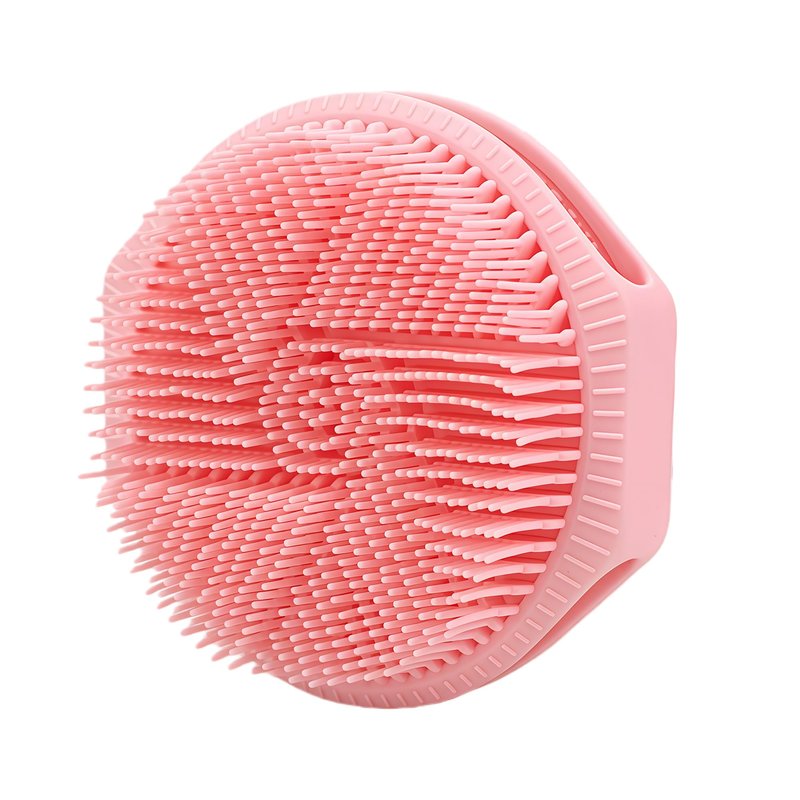 PeaKalo Silicone Body Scrubber for Men Women, Dual-Sided Bath Brushes Gentle Exfoliating Body Scrubber Scalp Massager for Deep Cleansing, Soft Silicone Loofah Body Washing Brushes (Pink)