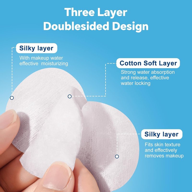 Cotton Rounds for Facial Cleansing | 100% Pure Cotton, Hypoallergenic Makeup Remover Pads - 300 Count, Lint-Free Multi-Layer Design