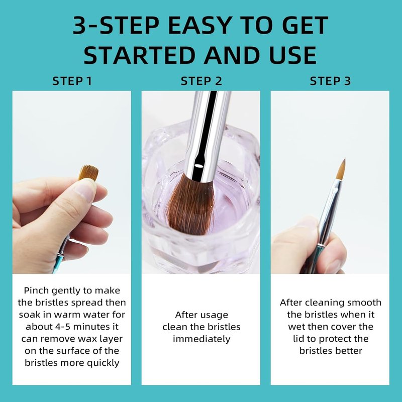 MAGIC ARMOR Acrylic Nail Brush Set - 4pc Kolinsky Nail Art Brushes for Acrylic Powder Application, Extension & Carving