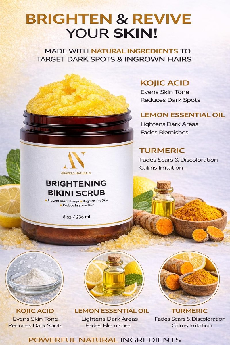 Bikini Area Exfoliator Exfoliating Body Scrub, Brightening Body Exfoliator Exfoliating Scrub, Bump Eraser KP Body Exfoliant Shower Scrub Ingrown Hair Treatment Razor Bump Treatment Body Scrubs 8 OZ