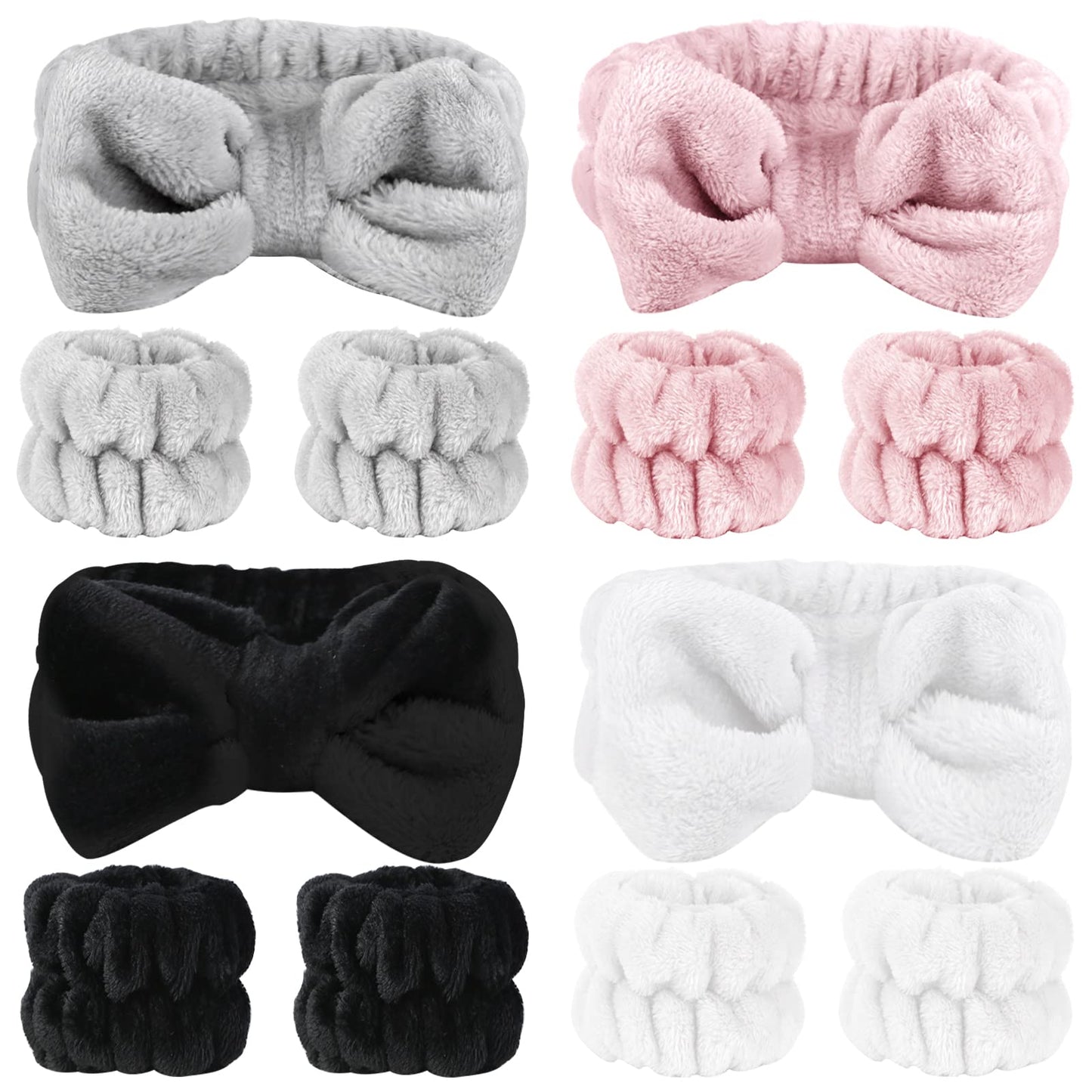 SLNZAPTY 12 PCS Face Wash Headband Wristband Set for Women Girls