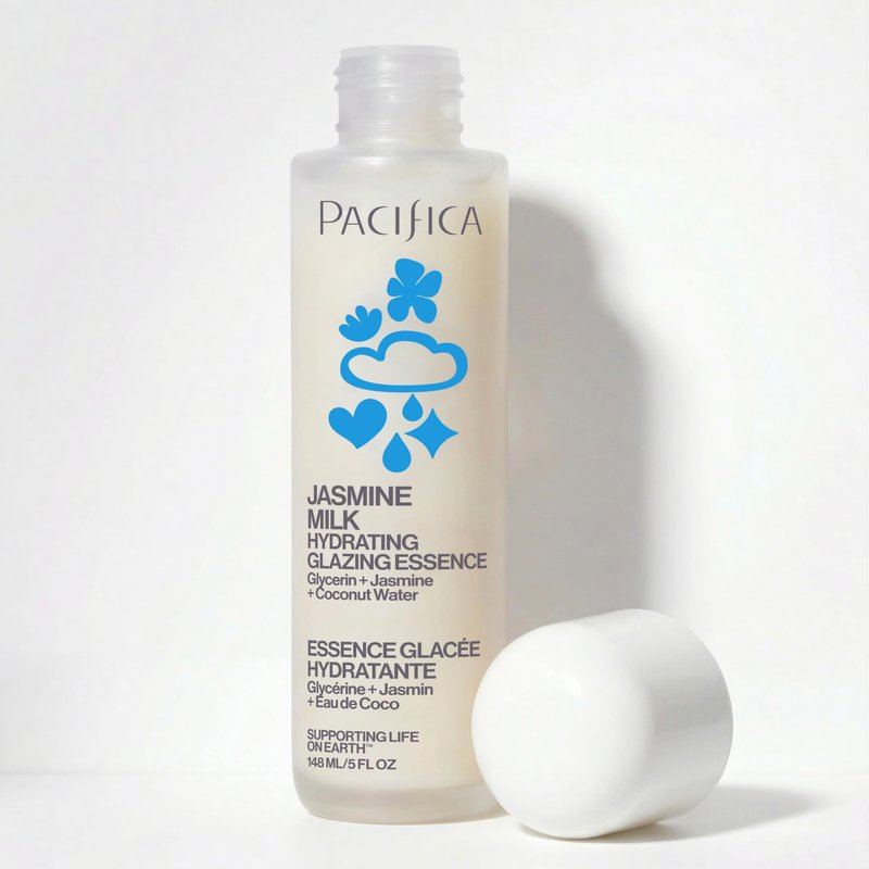 Pacifica Hydrating Glazing Facial Essence with Jasmine Squalane and Polyglutamic Acid - Milky Glass Skin Essence for Dry Skin - Deep Hydration Moisture Lock - Clean Vegan Cruelty-Free - 5 Fl Oz