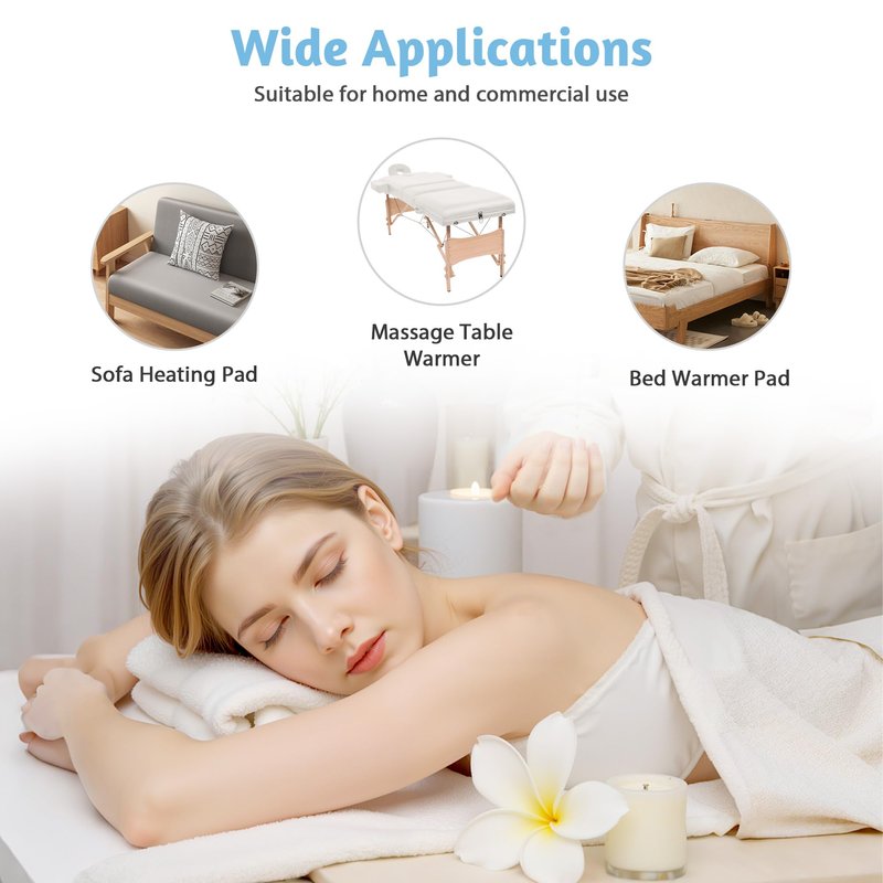 Massage Table Warmer Heating Pad Professional SPA Massage Bed Warmer with 9 Timer, 9 Heat Settings, Overheat Protection for Massage Bed & Spa, Thickened & Soft Fleece, 30" x 71"