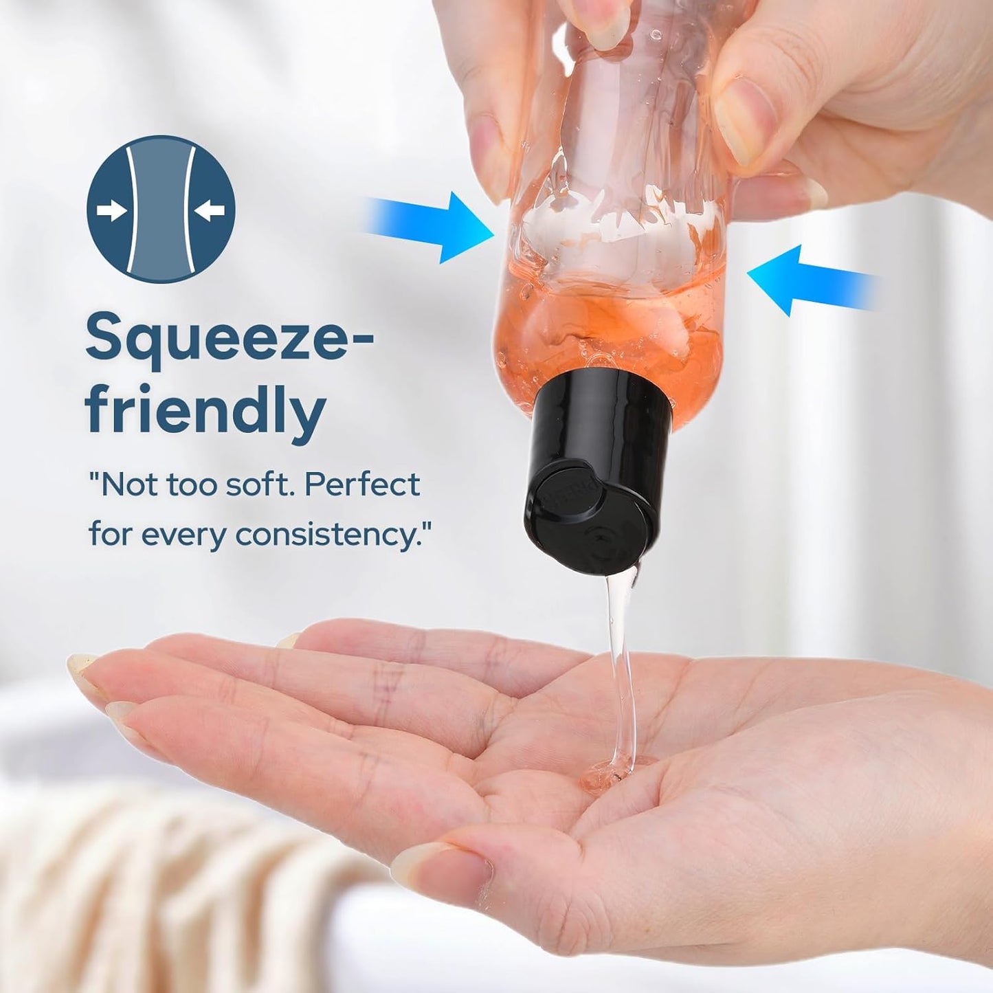 Skiennix Travel Bottles - 3.4 oz TSA Approved Leak Proof Containers | 5 Pack Clear Squeezable Bottles for Shampoo & Lotion